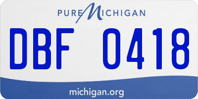 MI license plate DBF0418