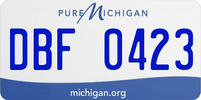MI license plate DBF0423