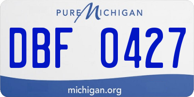 MI license plate DBF0427