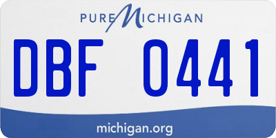 MI license plate DBF0441