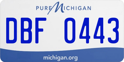 MI license plate DBF0443