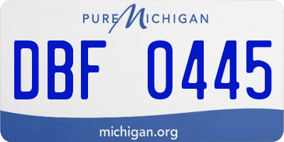 MI license plate DBF0445