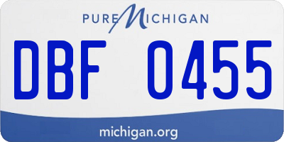 MI license plate DBF0455