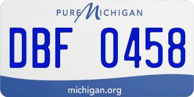 MI license plate DBF0458