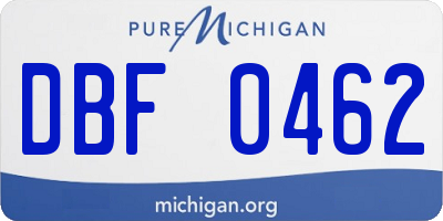 MI license plate DBF0462