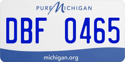 MI license plate DBF0465