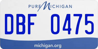 MI license plate DBF0475