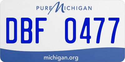 MI license plate DBF0477