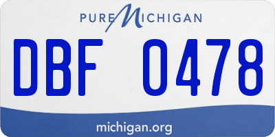 MI license plate DBF0478