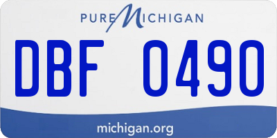 MI license plate DBF0490