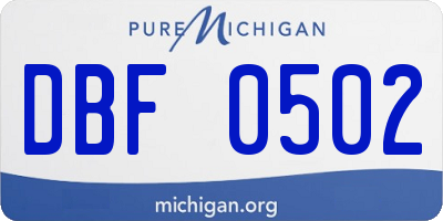 MI license plate DBF0502