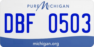 MI license plate DBF0503