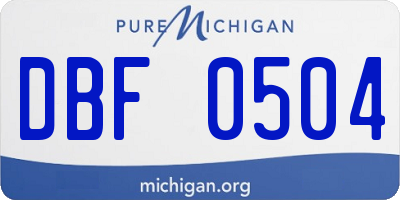 MI license plate DBF0504