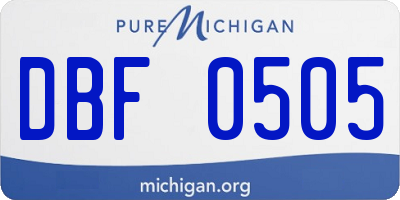 MI license plate DBF0505