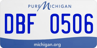MI license plate DBF0506