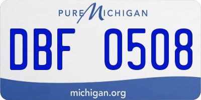 MI license plate DBF0508