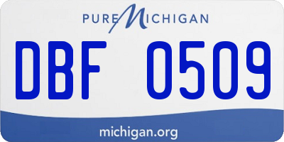 MI license plate DBF0509
