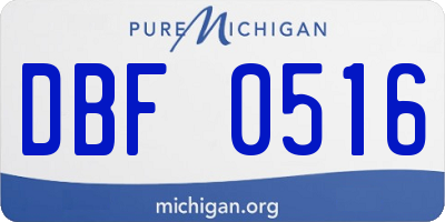 MI license plate DBF0516