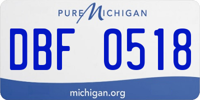 MI license plate DBF0518