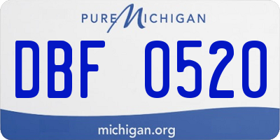 MI license plate DBF0520