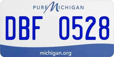 MI license plate DBF0528