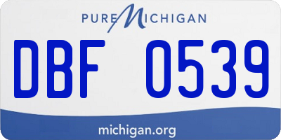 MI license plate DBF0539