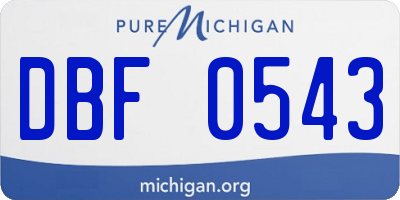 MI license plate DBF0543