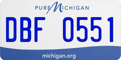 MI license plate DBF0551