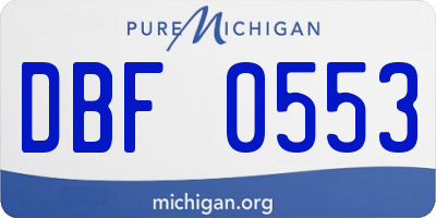 MI license plate DBF0553