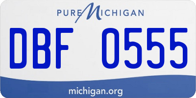 MI license plate DBF0555