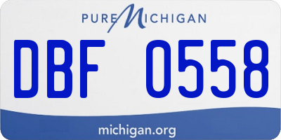 MI license plate DBF0558