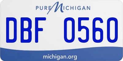 MI license plate DBF0560
