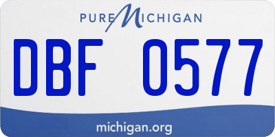 MI license plate DBF0577