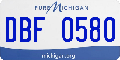 MI license plate DBF0580