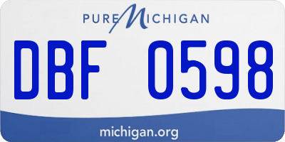 MI license plate DBF0598