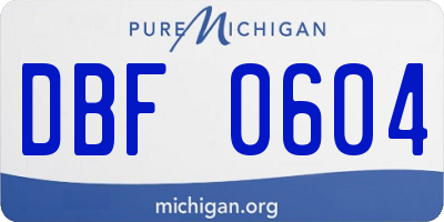 MI license plate DBF0604