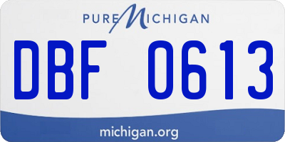 MI license plate DBF0613