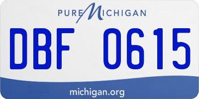 MI license plate DBF0615