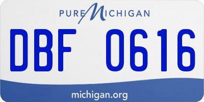 MI license plate DBF0616