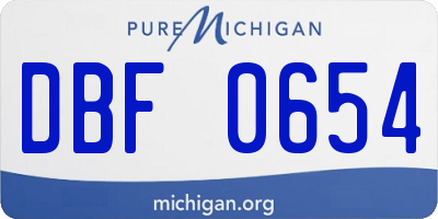 MI license plate DBF0654