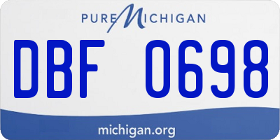 MI license plate DBF0698