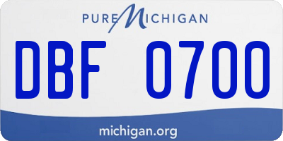 MI license plate DBF0700