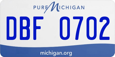MI license plate DBF0702
