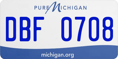 MI license plate DBF0708