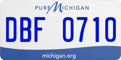 MI license plate DBF0710