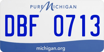 MI license plate DBF0713