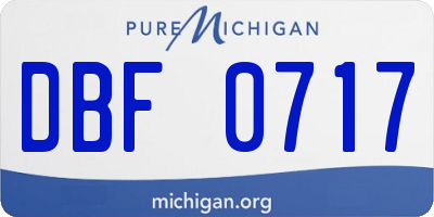 MI license plate DBF0717