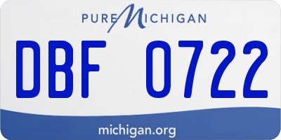 MI license plate DBF0722