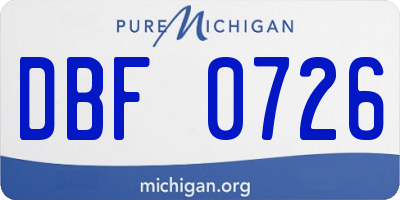 MI license plate DBF0726