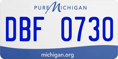 MI license plate DBF0730
